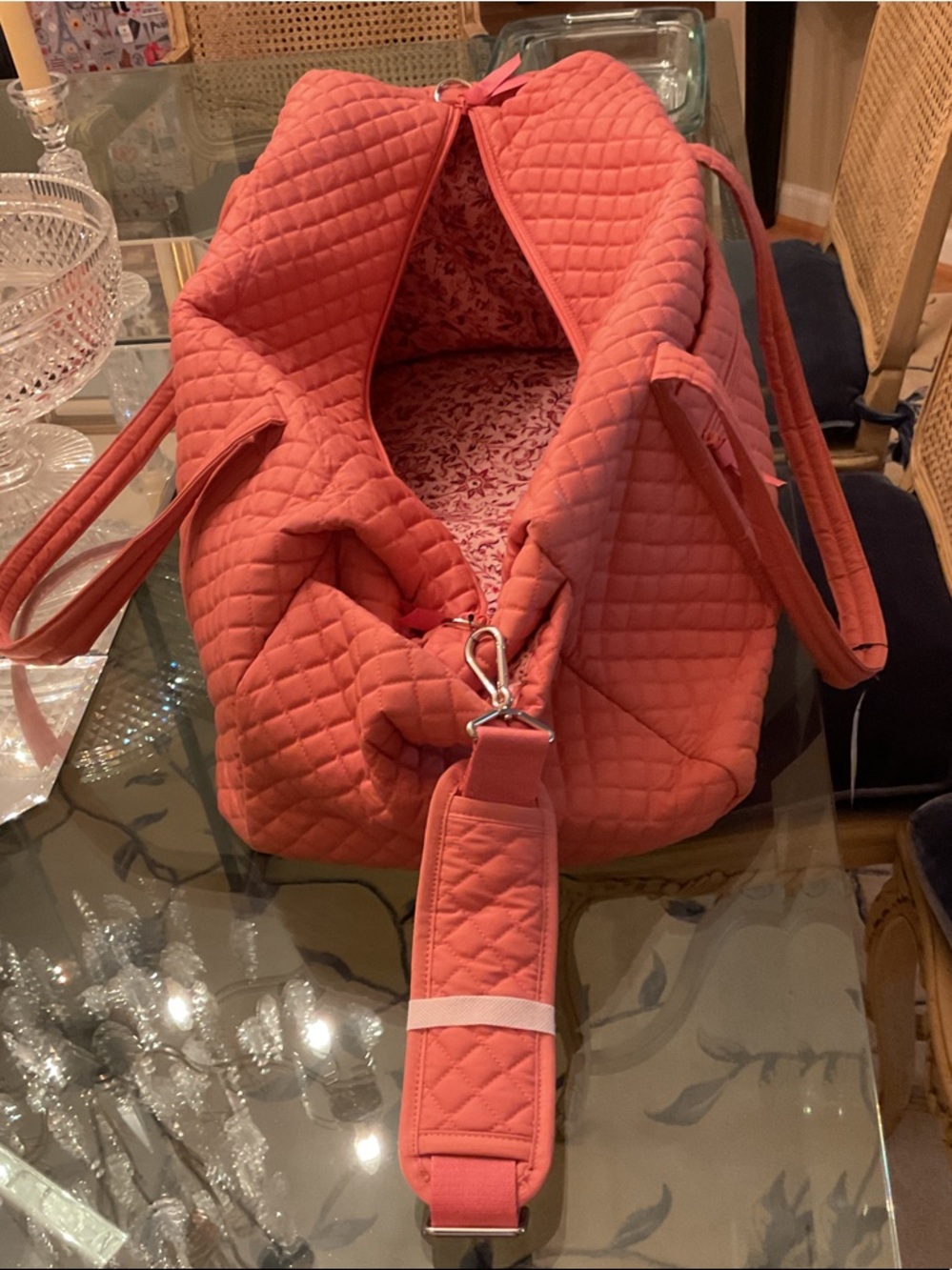 Vera Bradley Quilted Coral Travel Duffel - Picture 2 of 3